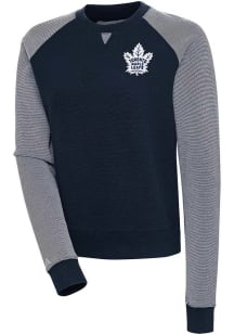 Antigua Toronto Maple Leafs Womens Navy Blue Flier Bunker Crew Sweatshirt