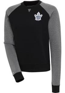 Antigua Toronto Maple Leafs Womens Black Flier Bunker Crew Sweatshirt