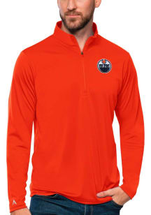 Antigua Edmonton Oilers Mens Orange Tribute Long Sleeve 1/4 Zip Pullover