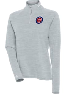 Antigua Chicago Cubs Womens Grey Milo 1/4 Zip Pullover