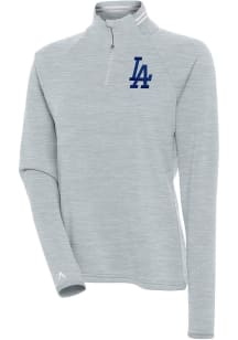 Antigua Los Angeles Dodgers Womens Grey Milo 1/4 Zip Pullover