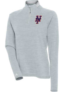 Antigua New York Mets Womens Grey Milo 1/4 Zip Pullover