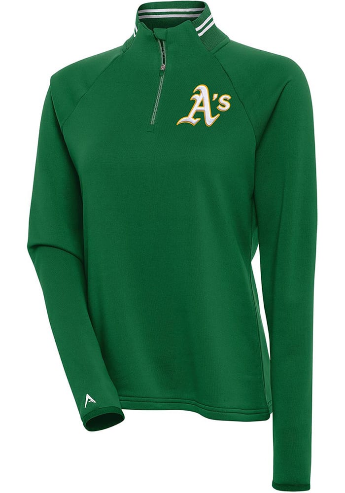 Antigua Oakland Athletics Women's Green Milo 1/4 Zip Pullover, Green, 100% POLYESTER, Size S, Rally House