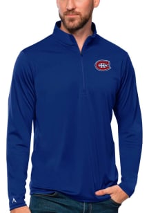 Antigua Montreal Canadiens Mens Blue Tribute Long Sleeve 1/4 Zip Pullover