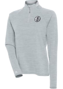 Antigua Brooklyn Nets Womens Grey Milo 1/4 Zip Pullover