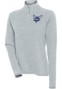 Antigua Charlotte Hornets Womens Grey Milo 1/4 Zip Pullover