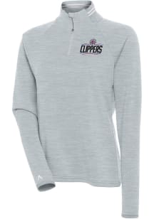 Antigua Los Angeles Clippers Womens Grey Milo 1/4 Zip Pullover