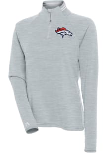 Antigua Denver Broncos Womens Grey Milo 1/4 Zip Pullover