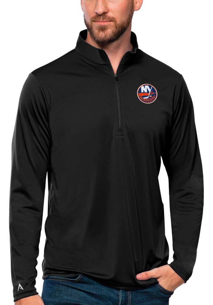 Antigua New York Islanders Mens Black Tribute Long Sleeve 1/4 Zip Pullover