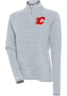 Antigua Calgary Flames Womens Grey Milo 1/4 Zip Pullover