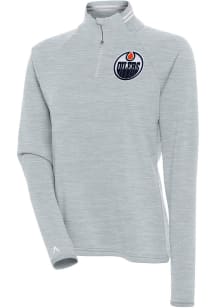 Antigua Edmonton Oilers Womens Grey Milo 1/4 Zip Pullover