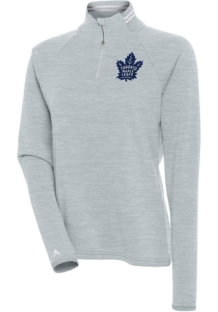Toronto Maple Leafs Antigua Womens GREY Milo Long Sleeve Qtr Zip