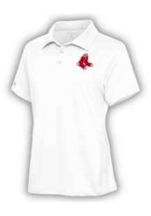 Antigua Boston Red Sox Womens White Motivated Short Sleeve Polo Shirt