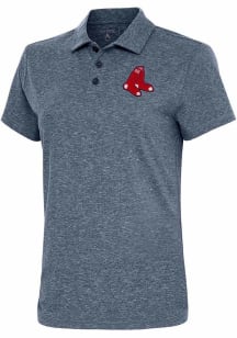 Antigua Boston Red Sox Womens Navy Blue Motivated Short Sleeve Polo Shirt