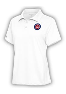Antigua Chicago Cubs Womens White Motivated Short Sleeve Polo Shirt