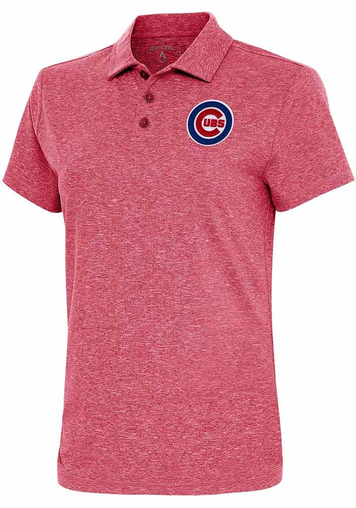 Antigua Chicago Cubs Women's Red Motivated Short Sleeve Polo Shirt, Red, 90 % Polyester / 10% SPANDEX, Size XL, Rally House