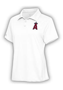 Antigua Los Angeles Angels Womens White Motivated Short Sleeve Polo Shirt