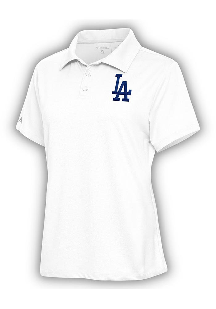 Antigua Los Angeles Dodgers Women's Blue Motivated Short Sleeve Polo Shirt, Blue, 90 % Polyester / 10% SPANDEX, Size L, Rally House