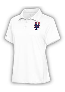 Antigua New York Mets Womens White Motivated Short Sleeve Polo Shirt