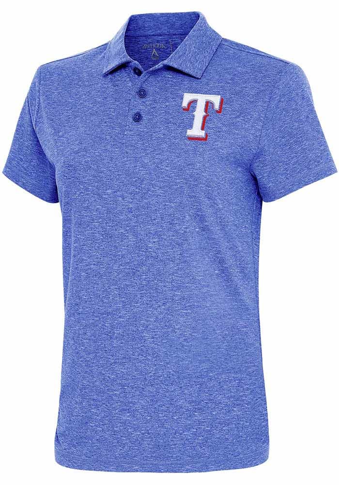 Antigua Texas Rangers Women's Blue Motivated Short Sleeve Polo Shirt, Blue, 90 % Polyester / 10% SPANDEX, Size XL, Rally House