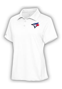 Antigua Toronto Blue Jays Womens White Motivated Short Sleeve Polo Shirt