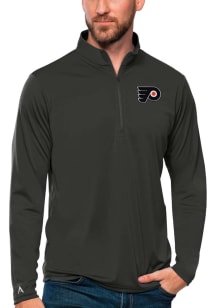 Antigua Philadelphia Flyers Mens Grey Tribute Long Sleeve 1/4 Zip Pullover