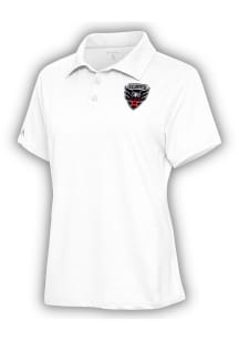 Antigua DC United Womens White Motivated Short Sleeve Polo Shirt