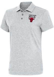 Antigua Chicago Bulls Womens Grey Motivated Short Sleeve Polo Shirt