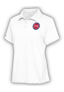 Antigua Detroit Pistons Womens White Motivated Short Sleeve Polo Shirt