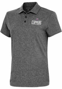 Antigua Los Angeles Clippers Womens Black Motivated Short Sleeve Polo Shirt