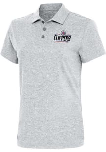 Antigua Los Angeles Clippers Womens Grey Motivated Short Sleeve Polo Shirt