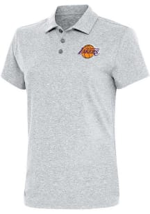 Antigua Los Angeles Lakers Womens Grey Motivated Short Sleeve Polo Shirt