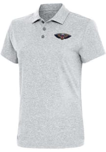 Antigua New Orleans Pelicans Womens Grey Motivated Short Sleeve Polo Shirt