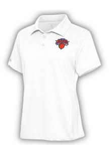 Antigua New York Knicks Womens White Motivated Short Sleeve Polo Shirt