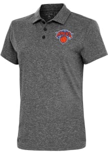 Antigua New York Knicks Womens Black Motivated Short Sleeve Polo Shirt