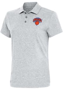 Antigua New York Knicks Womens Grey Motivated Short Sleeve Polo Shirt
