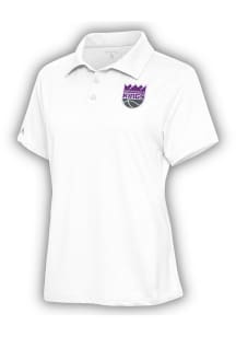 Antigua Sacramento Kings Womens White Motivated Short Sleeve Polo Shirt