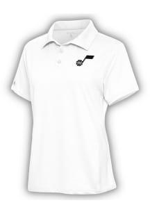 Antigua Utah Jazz Womens White Motivated Short Sleeve Polo Shirt