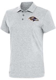 Antigua Baltimore Ravens Womens Grey Motivated Short Sleeve Polo Shirt