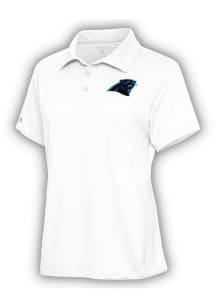Antigua Carolina Panthers Womens White Motivated Short Sleeve Polo Shirt