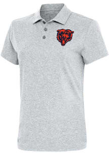 Antigua Chicago Bears Womens Grey Motivated Short Sleeve Polo Shirt