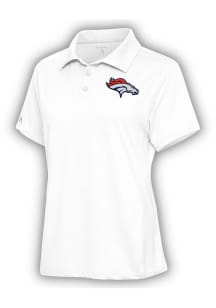 Antigua Denver Broncos Womens White Motivated Short Sleeve Polo Shirt
