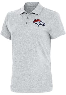 Antigua Denver Broncos Womens Grey Motivated Short Sleeve Polo Shirt