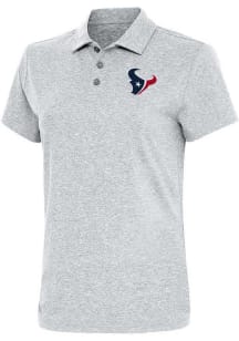 Antigua Houston Texans Womens Grey Motivated Short Sleeve Polo Shirt