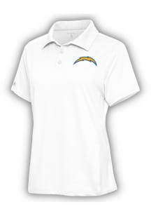 Antigua Los Angeles Chargers Womens White Motivated Short Sleeve Polo Shirt