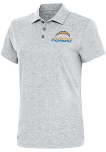Antigua Los Angeles Chargers Womens Grey Motivated Short Sleeve Polo Shirt