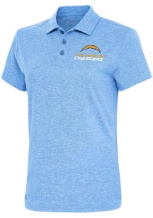 Antigua Los Angeles Chargers Womens Light Blue Motivated Short Sleeve Polo Shirt