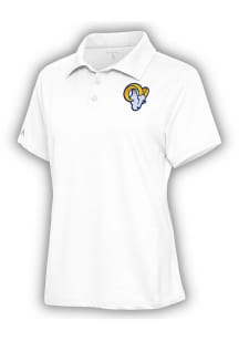 Antigua Los Angeles Rams Womens White Icon Motivated Short Sleeve Polo Shirt