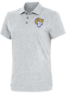 Antigua Los Angeles Rams Womens Grey Icon Motivated Short Sleeve Polo Shirt