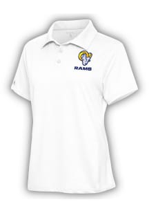 Antigua Los Angeles Rams Womens White Text Motivated Short Sleeve Polo Shirt